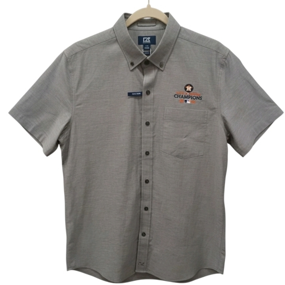 Cutter & Buck Mens L Gray Short Sleeve Easy Care World Series Champions Size L